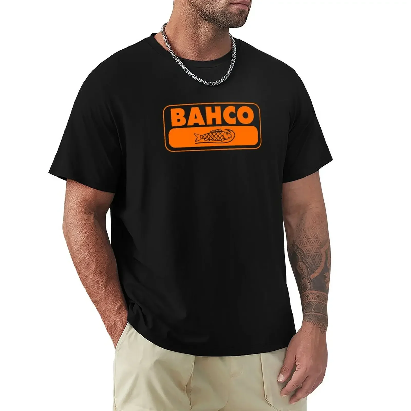 Bahco Tools-Camiseta con diseño de logotipo de pez naranja para hombre, tops vintage de verano, camiseta gráfica