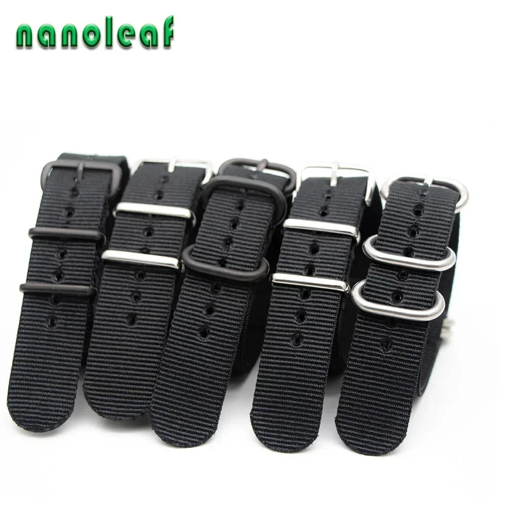 Black Nylon Watch Band For Mechanical Watch Sports Bracelet Replacement Strap 18MM 20MM 22MM 24MM Wristband Table Accessories