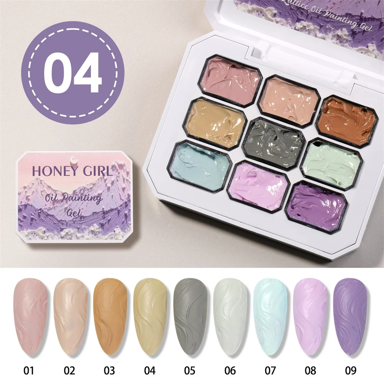 1 Stück Einfarbiges Nagellack-Gel 9-Farben-Set Hochpigmentiertes Dickflüssiges Farbverlauf-Gel für Nagelkunst 3D DIY – Detail 10