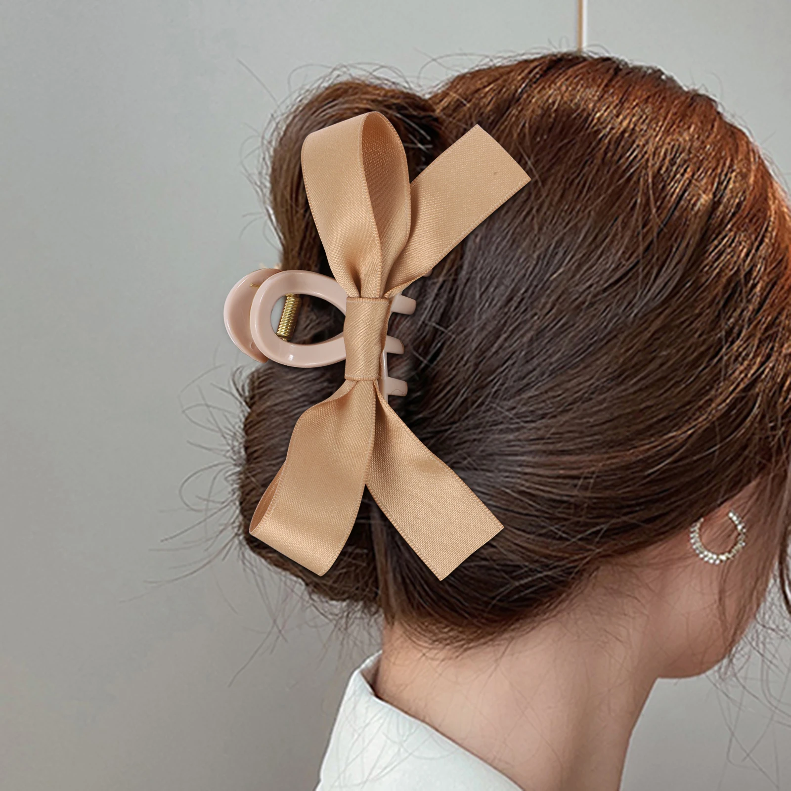 

3 Pcs Bow Shark Clip Claw Big Hair Clips for Women Large Polyester Jaw Miss Bows Bowknot