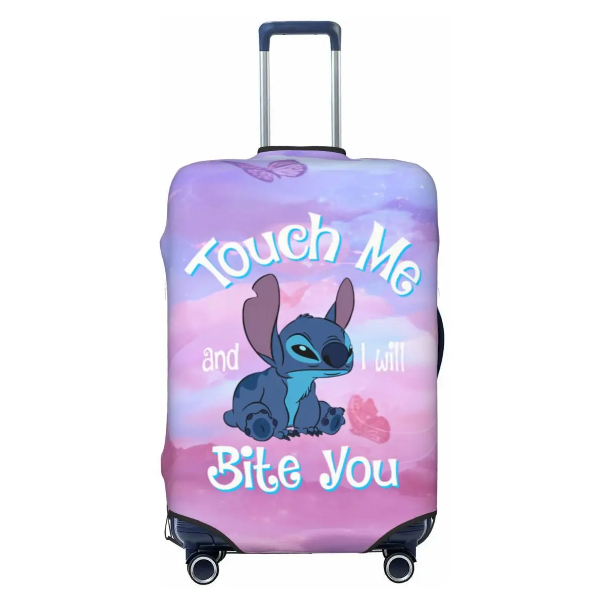 

Custom Touch Me And I Will Bite You Stitch Luggage Cover Funny Suitcase Protector Covers Suit For 18-32 inch