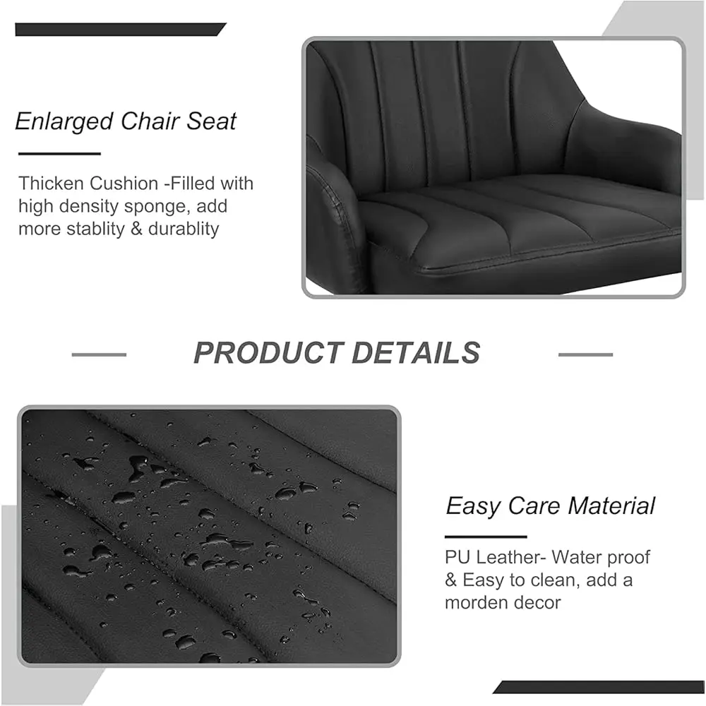 مجموعة مقاعد البار مكونة من 2، مقاعد للبار قابلة للتعديل، ومقاعد بارتفاع مضاد مع با وذراع، ومقاعد جزيرة المطبخ، وكراسي دوارة من البولي يوريثان