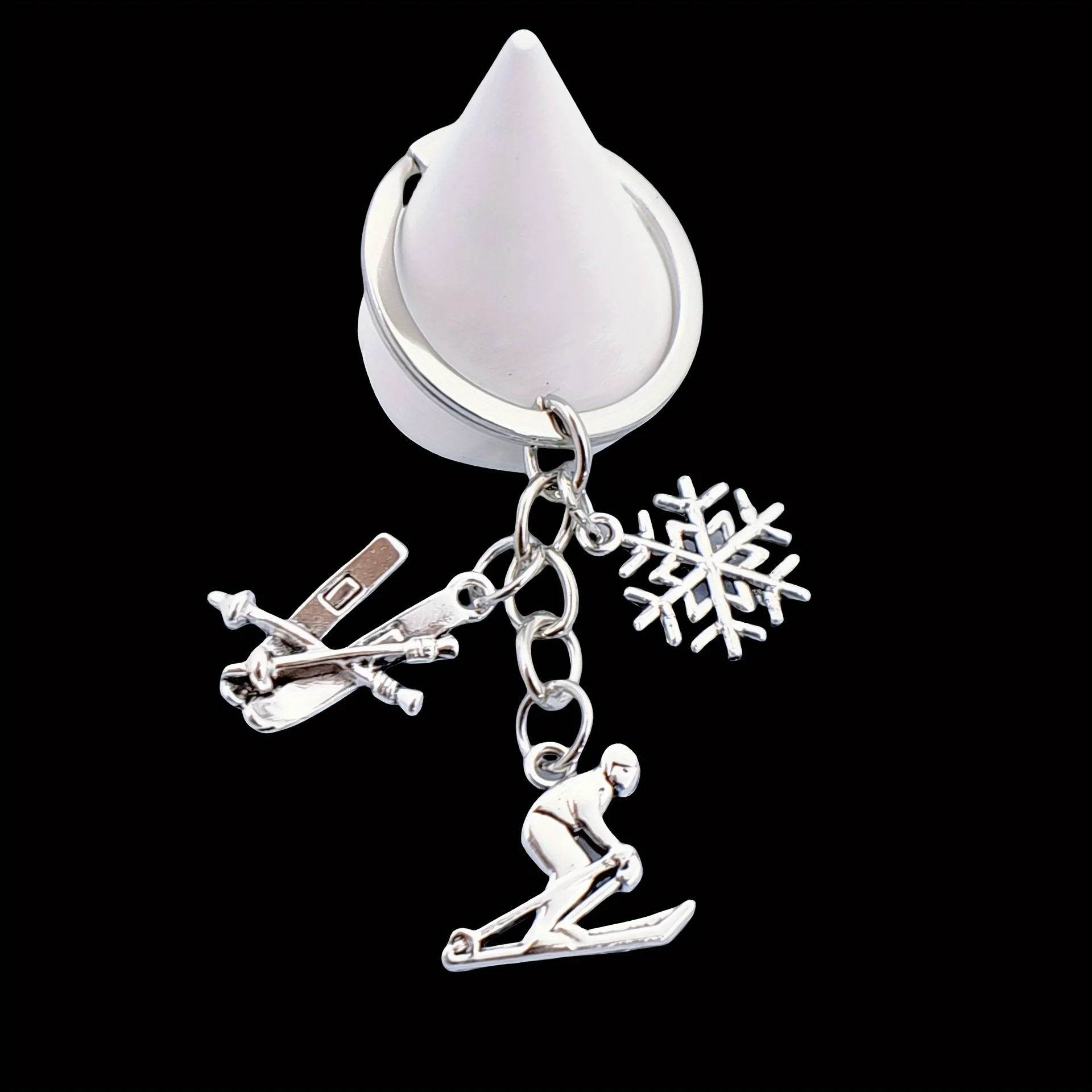 Men's Sport Zinc Alloy Ski Keychain, The Ideal Gift for Ski Resort Lovers, Men's Electroless Sport Keychain