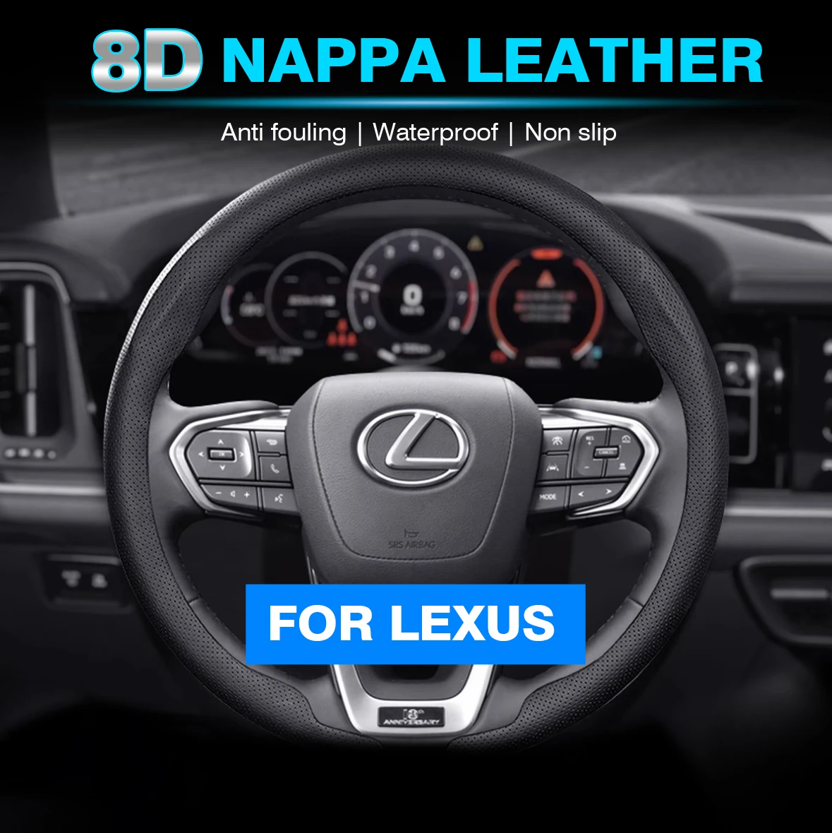 38cm Car Steering Wheel Anti-slip Wheel Cover Carbon Fibre For Lexus F Sport ES200 ES300 RX300 LS500h GS250 GS300 IS300 CT200h