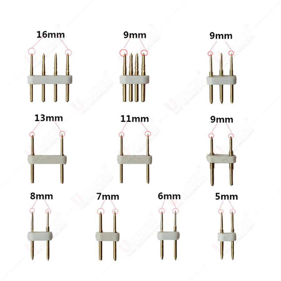 2 Pin / 4 pin Connector Recommend Accessory Copper pins Single Color RGB 110V 220V LED Strip