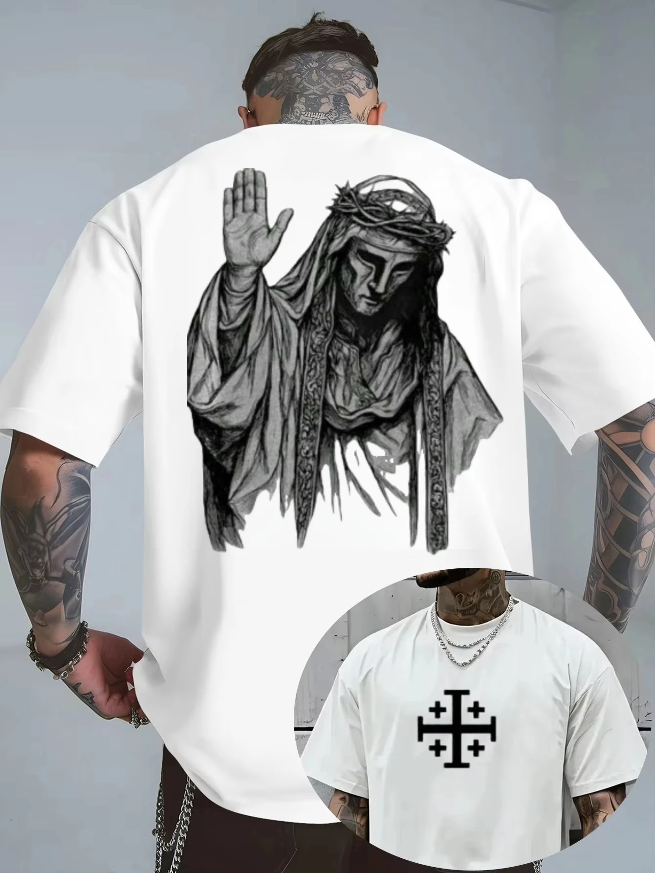 Men's Cotton T-Shirt European Size Baldwin of Jerusalem _Leper King_ Crusader Round Neck Short Sleeve Print Casual Top 2026