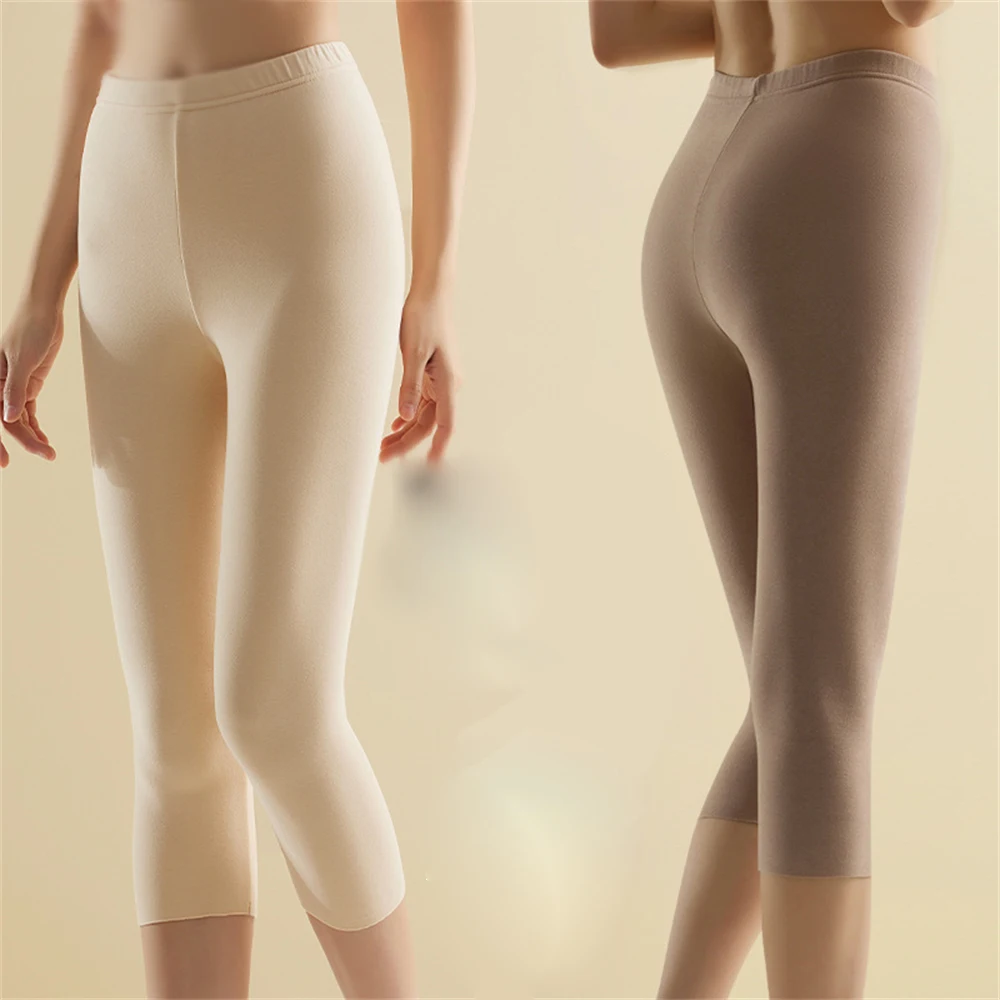 Heating Cropped Trousers Women's Warmth High-waist Plus Velvet Thick Leggings Cold-proof Seamless Bottoming Thermal Pants Gifts