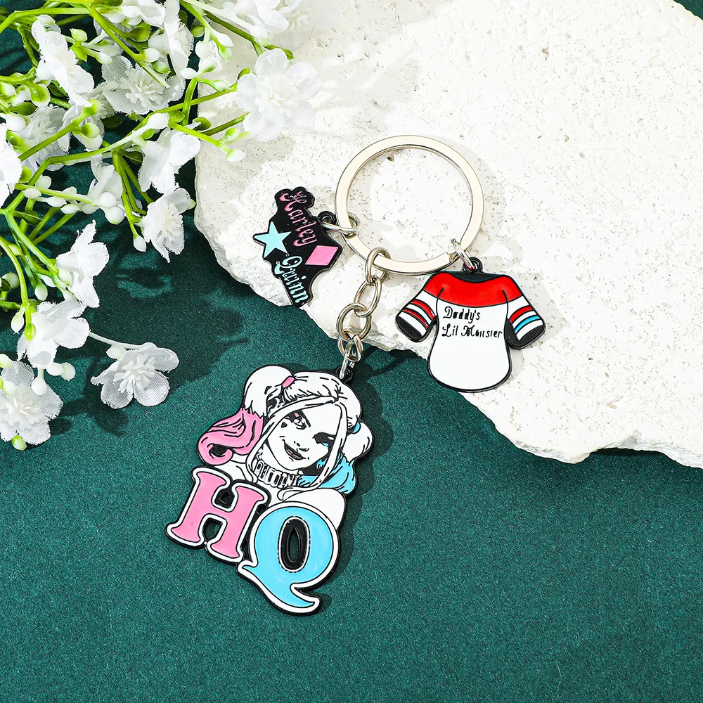 Comic Style Metal Keychain Enamel Pendant Classic Movie Figure Keyrings for Girls Backpack Key Holder Cool Gift