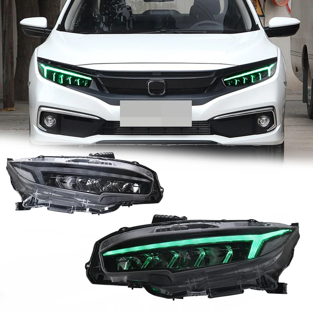 

Светодиодные фары для Honda Civic 10G 16-21 RGB стиль полностью светодиодные DRL Автомобильные фары в сборе Сигнал Авто аксессуары Модифицированная лампа