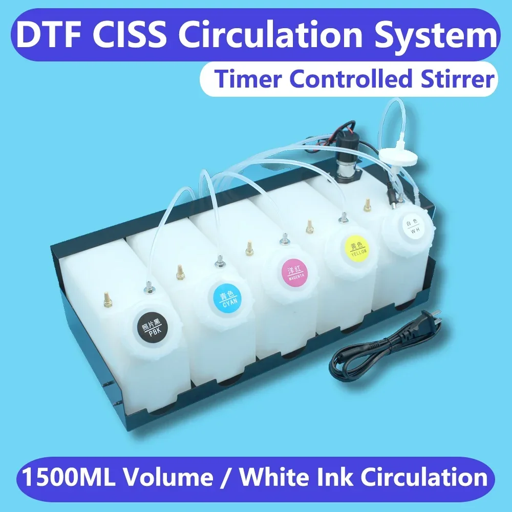 

i3200 DTF Printers DTF Ink Tank Circulation CISS For Epson i3200 i1600 XP 600 30cm 60cm White Ink Stirrer Mixer Timer 1500 ML