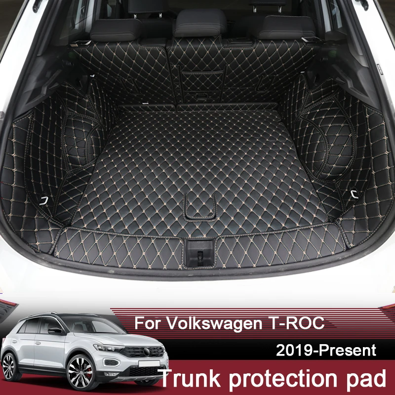 Car Custom Rear Trunk Mat For Volkswagen T-ROC 2019-Present Leather Waterproof Auto Cargo Liner Protect Pad Internal Accessories