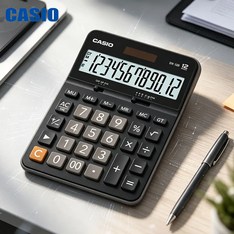 Casio DX-12B/DX-120B/DH-12/SL-310YC Long-range battery-powered business calculator with anti-slip base design