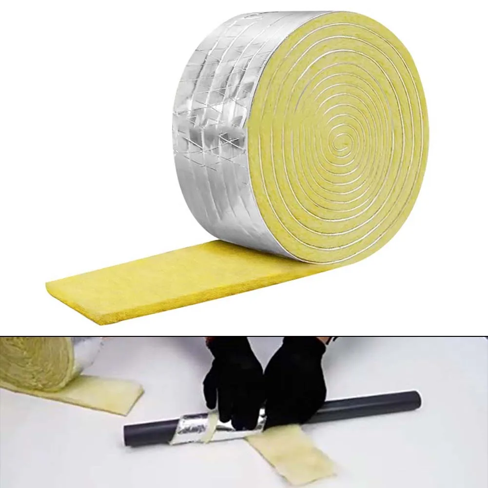 1pc 10M Foiled Back Fiberglass Pipe Insulation Wrap For Outdoor Indoor Pipe  Insulation Foam Wrap Tape