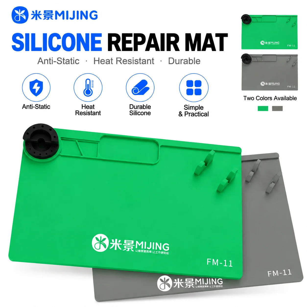 MIJING FM-11 Silicone Work Mat With Component Storage Grooves Phone Holder Soldering Pad For Electronics Repair