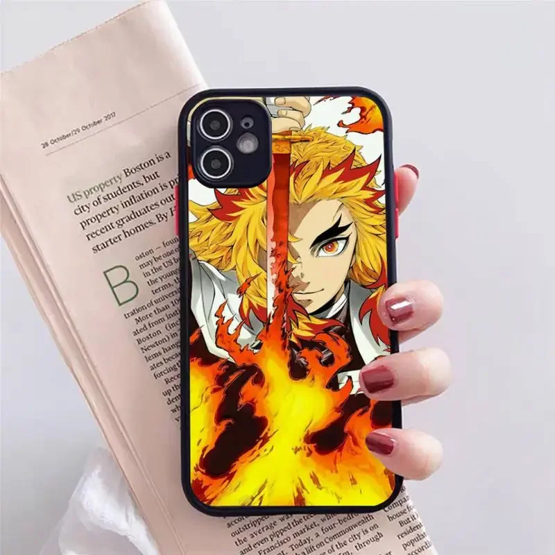 Etui na telefon Demon Slayer Rengoku Kyoujurou IPhone 12, 11, 13, 14, Pro, Max, X, XR, XS, SE2020, 7, 8, Plus Hard Cover Case