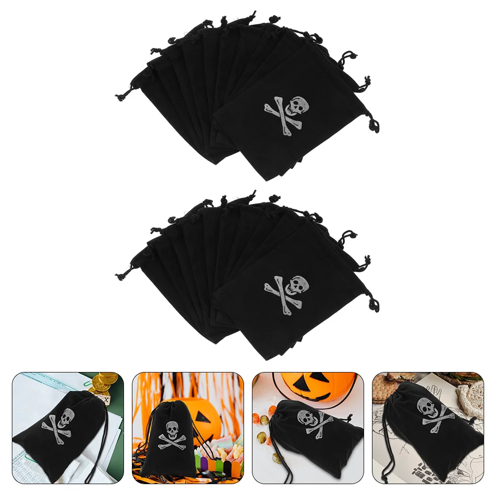 

20 Pcs Pirate Drawstring Bag Candy Packaging Boxes Loot Bags Party Supplies Halloween Prop Gold Coin Portable Practical