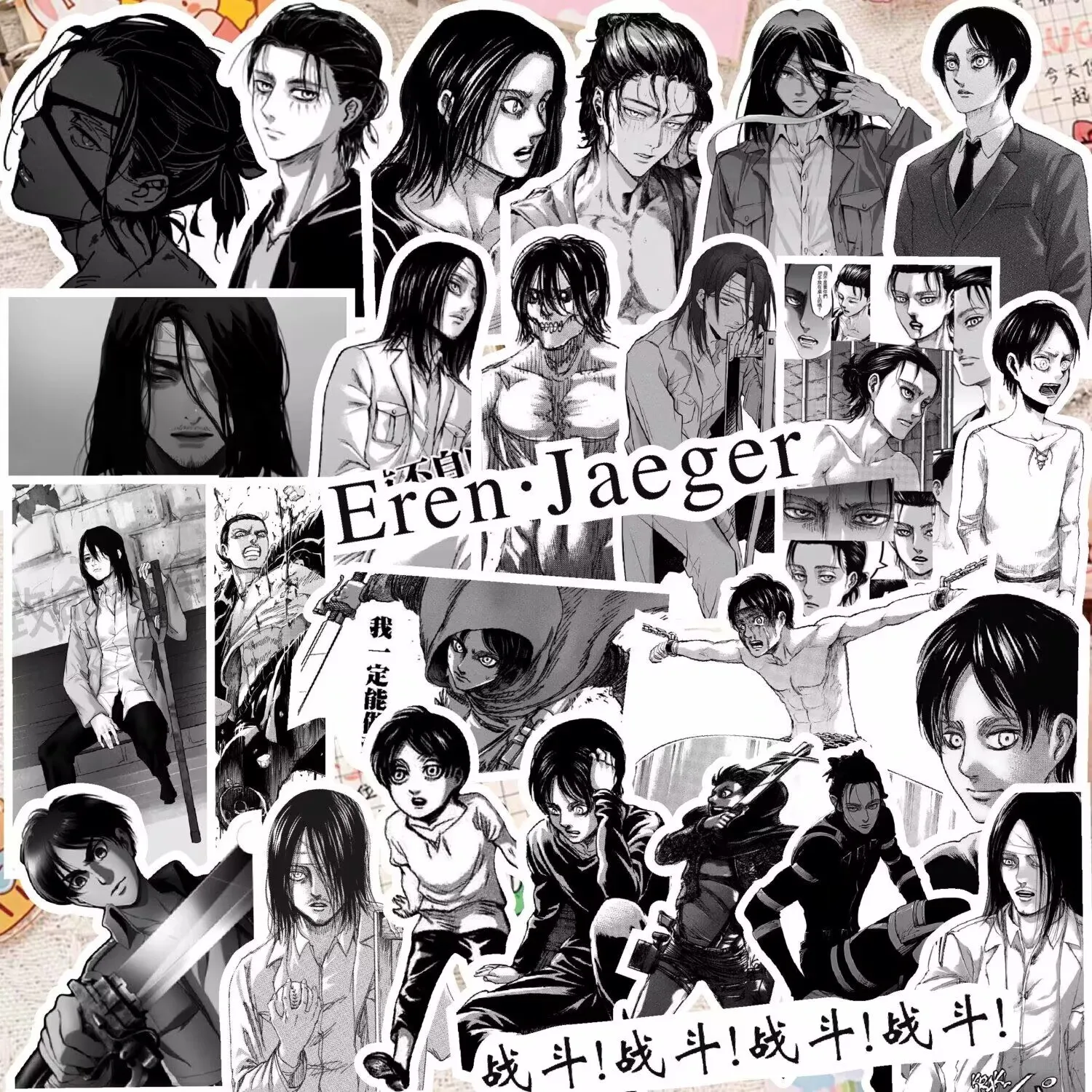 ملصق "إرين ييغر" "الهجوم على العمالقة" ملصقات جراب هاتف محمولة يابانية محيطية من الرسوم المتحركة ليفي ميكاسا