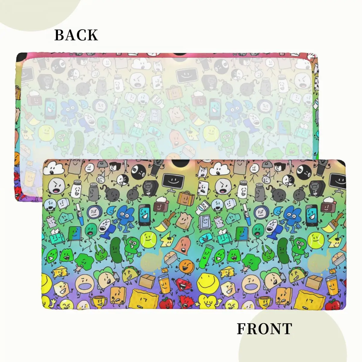 BFDI Inanimate Insanity All Characters Rainbow Customized Rectangular Tablecloth Oilproof Table Cover for Dining Table Cloth