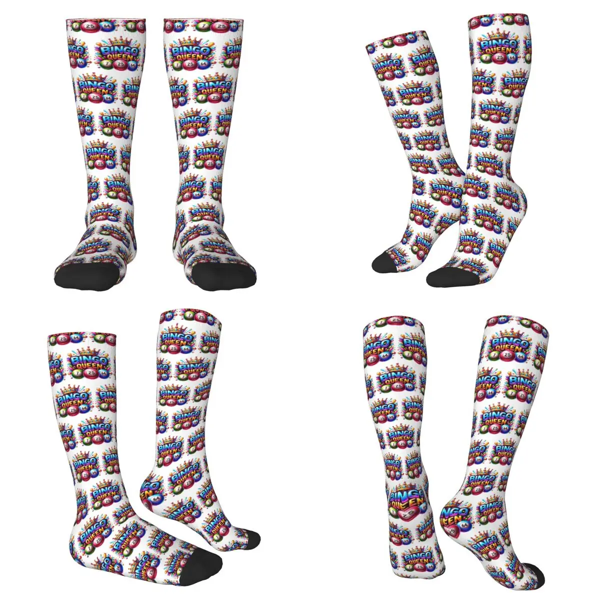 

All Seasons Bingo Queen Best Player Of Vacation Bingo Socks Harajuku Crew Socks Hip Hop Stockings for Men Women