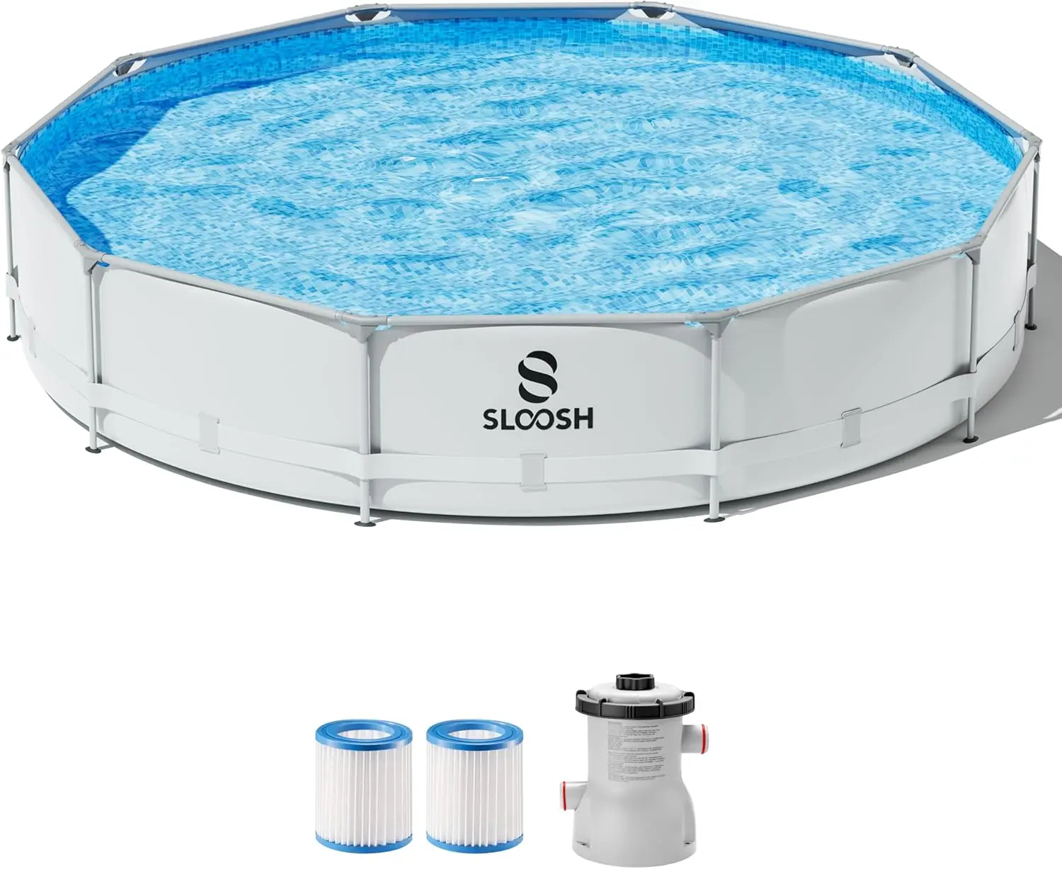 

SLOOSH Round Above Ground Pool - 10ft x 30inch Outdoor Round Frame Above Ground Swimming Pool Set Kiddie Pool for Kids, Custom
