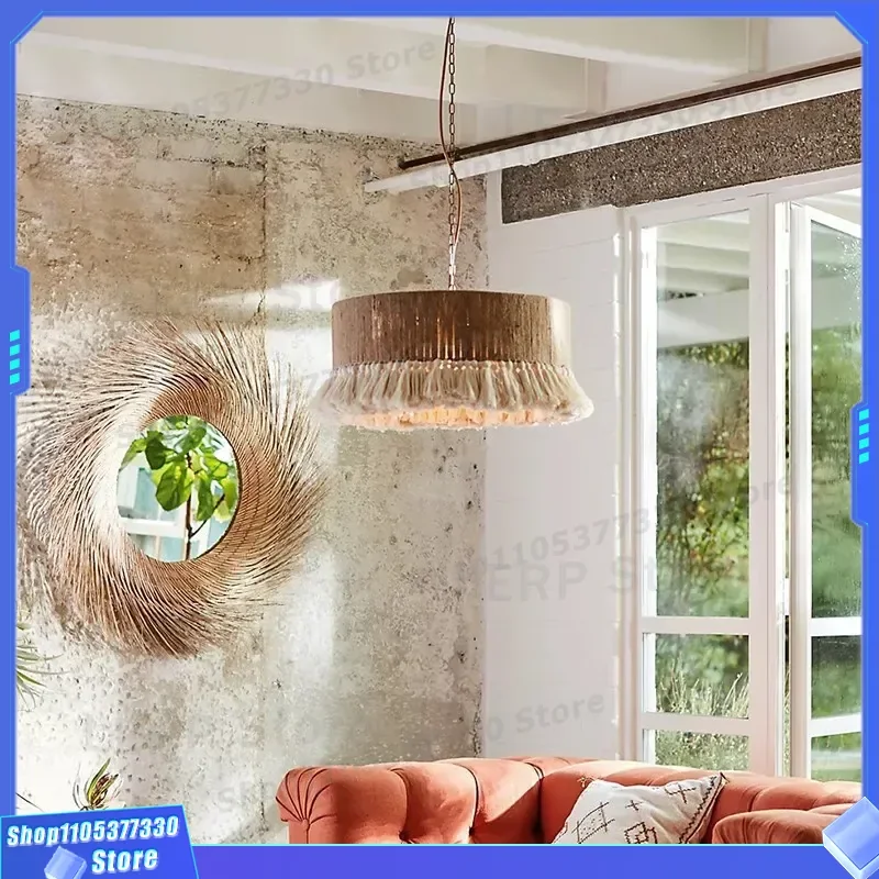 Bohemian Retro Fringed Chandelier Creative Ceiling Light for Bedroom Dining Room Model Home Decor Lamp Unique Design Fixture