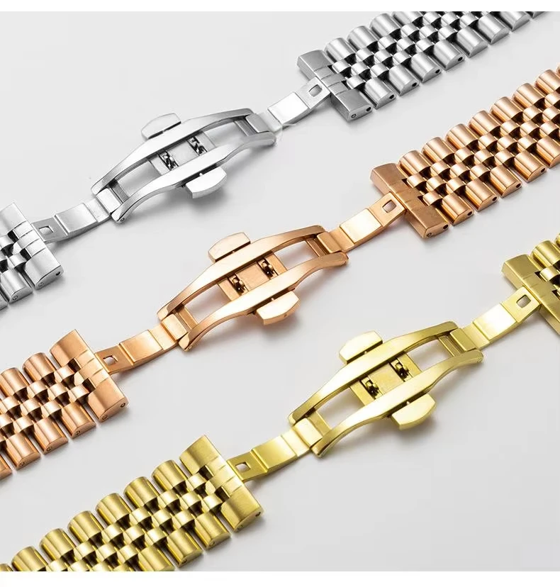 สายสแตนเลสขนาด 22 มม. สำหรับทิสโซต์สำหรับซิติเซ่นสำหรับไซโก้ ควิก รีลีสหัวเข็มขัดแบบผีเสื้อสายนาฬิกาโลหะคุณภาพสูงสร้อยข้อมือ