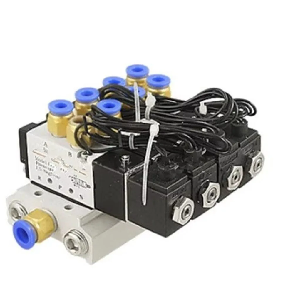 

1 комплект, 5-ходовой 1/8 "bsp 4V110-06, четырехкратный электромагнитный клапан, электромагнитные клапаны, подключаемый фитинг глушителя, основание 12 В, 24 В, 110 В, 220 В