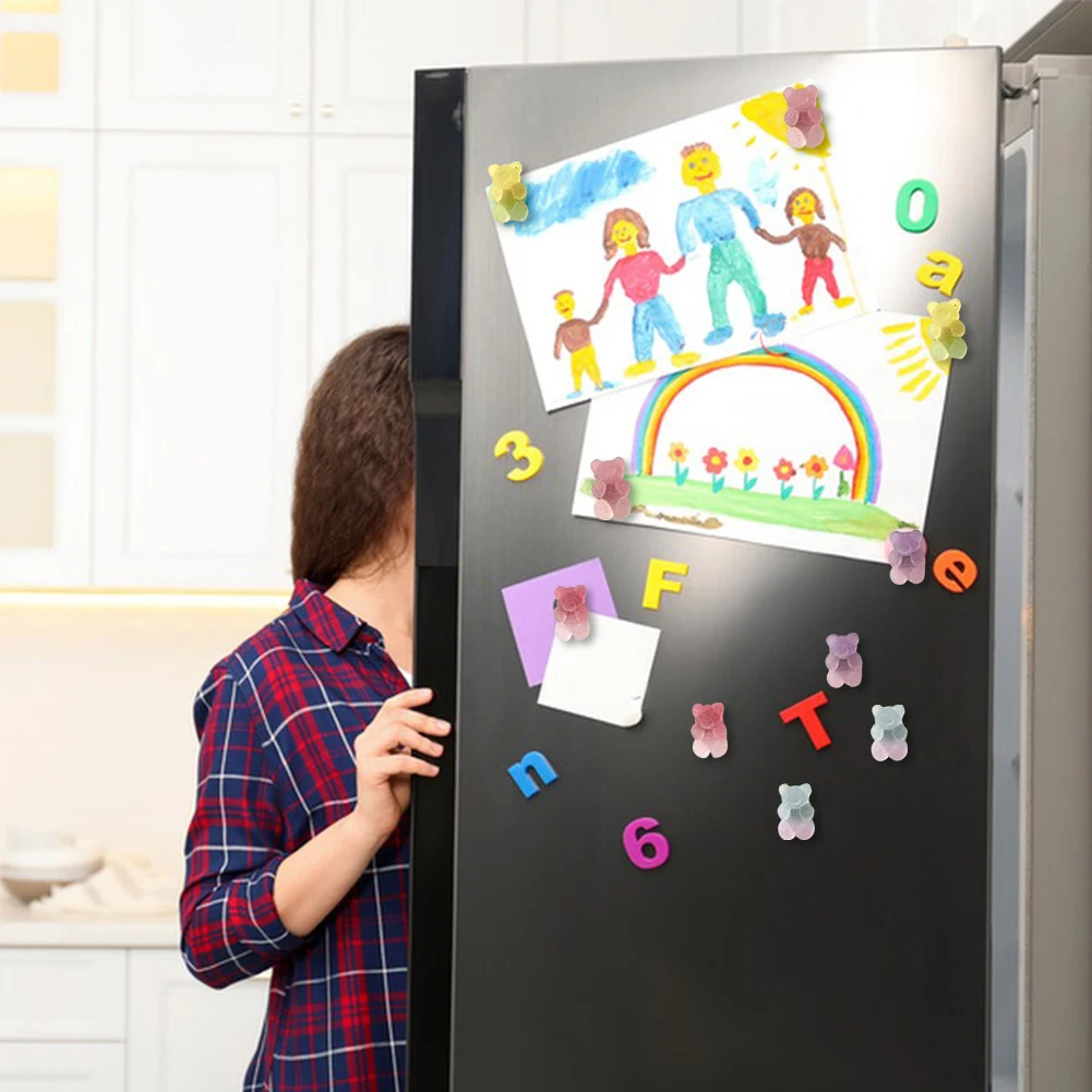 10Pcs Bear Chalkboard and Whiteboard Stickers Cute Decorative Magnets Refrigerator Stickers for Office Kitchen Locker