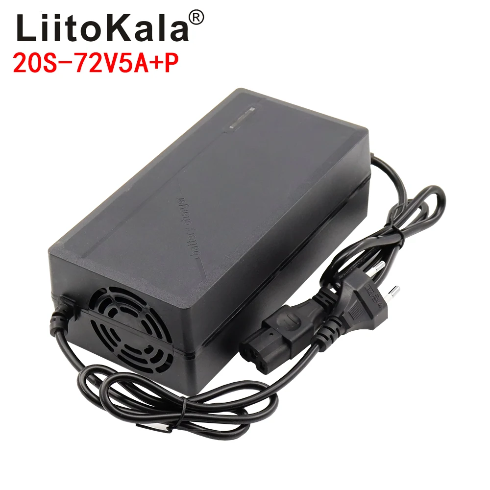 LiitoKala 84V 5A Lithium Battery Charger DC 5.5*2.1MM/P plug for 20S 72V Li-ion battery AC 110-220V  Charger