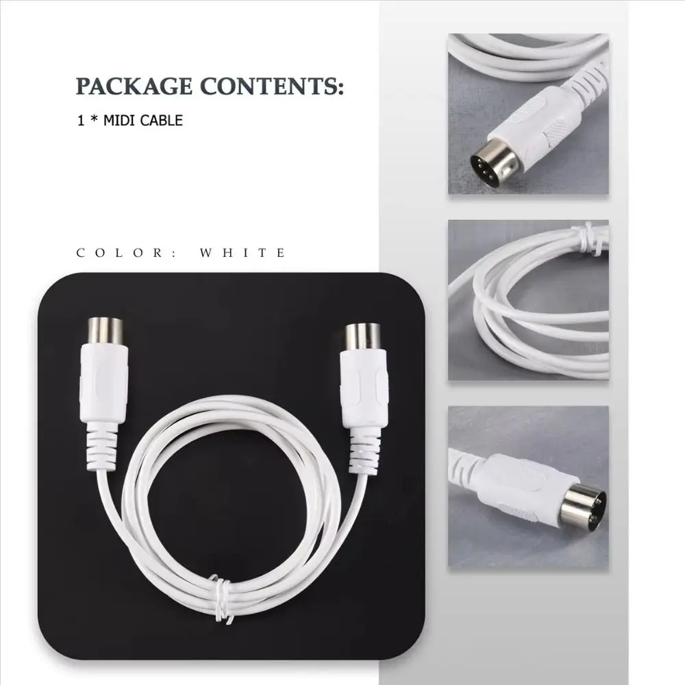 Male To Male MIDI Cable Copper Multiple Lengths MIDI Extension Cable Music Gear 5-Pin DIN Plug Audio Extension Cord
