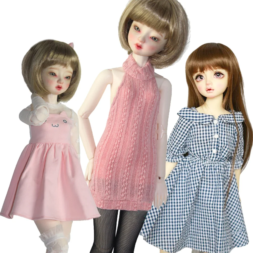 Clothes for doll fit 43cm 1/4 BJD MSD Fashion Sundresses, denim skirts, cat skirts, leather shoes