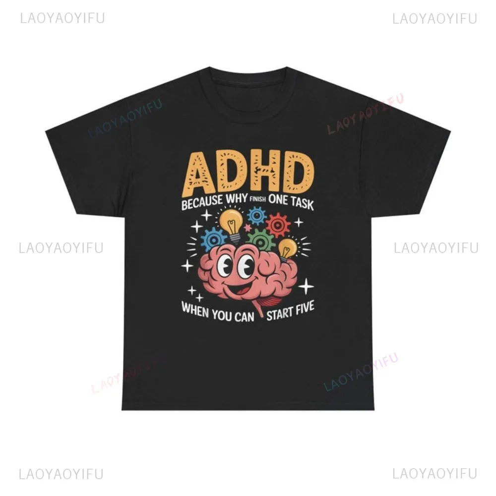 Fun Brain ADHD Mental Health Awareness Unisex TShirt Casual Fashion Loose Harajuku Cotton Man Women T Shirt Y2k Breathe Tees