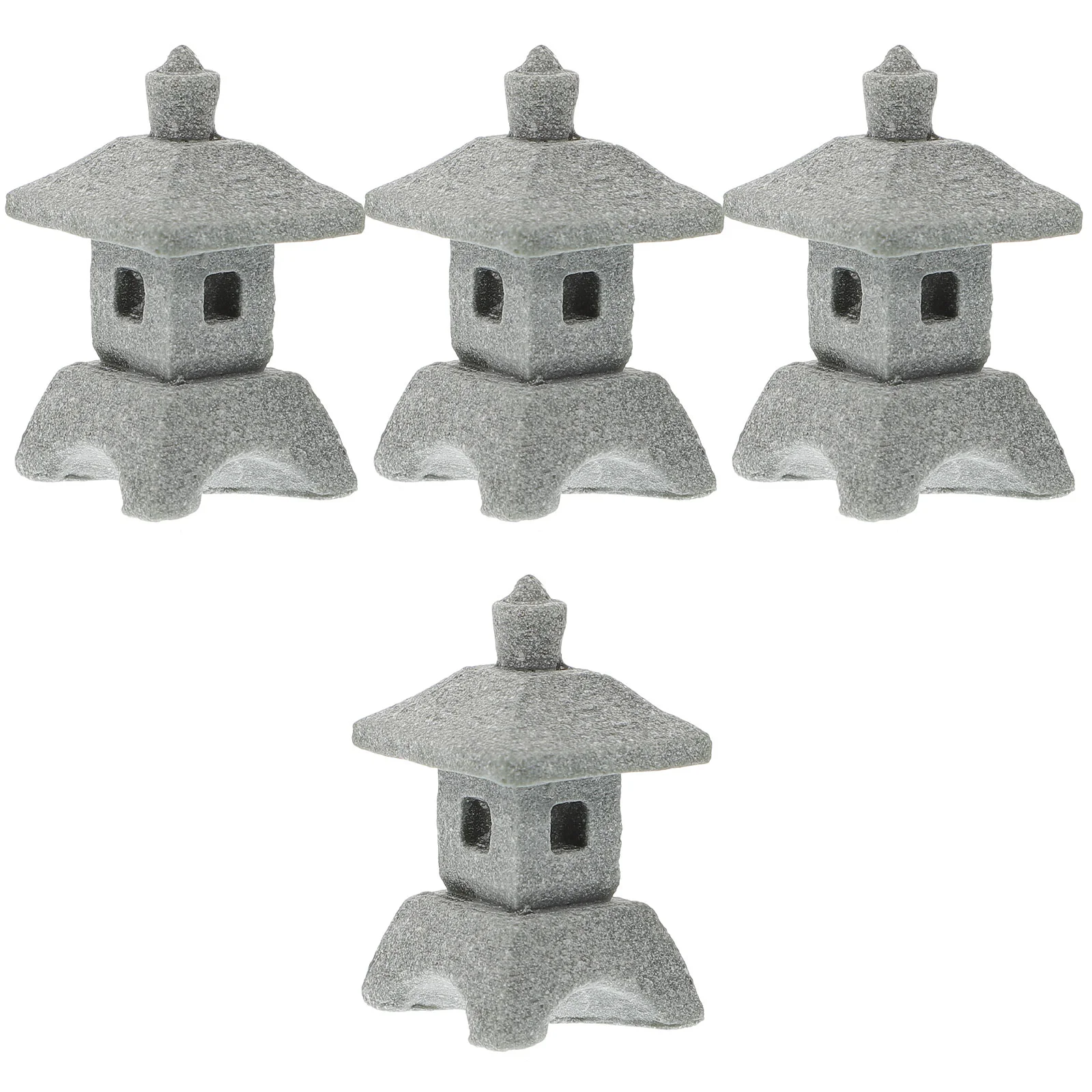 

4 Pcs Simulation Landscape Pavilion Portable Decoration Pagodas Sandstone Decorate Micro Miniature House Small Decors