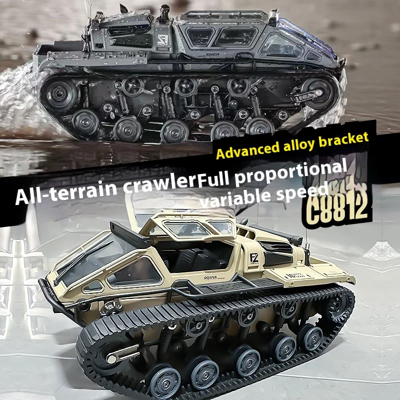 Nowy zielony JJRC C8812 LED Light Full Scale Tracked EV3 Tank Simulation Model Toy RC Car Model Off-Road Vehicle Boy Gift