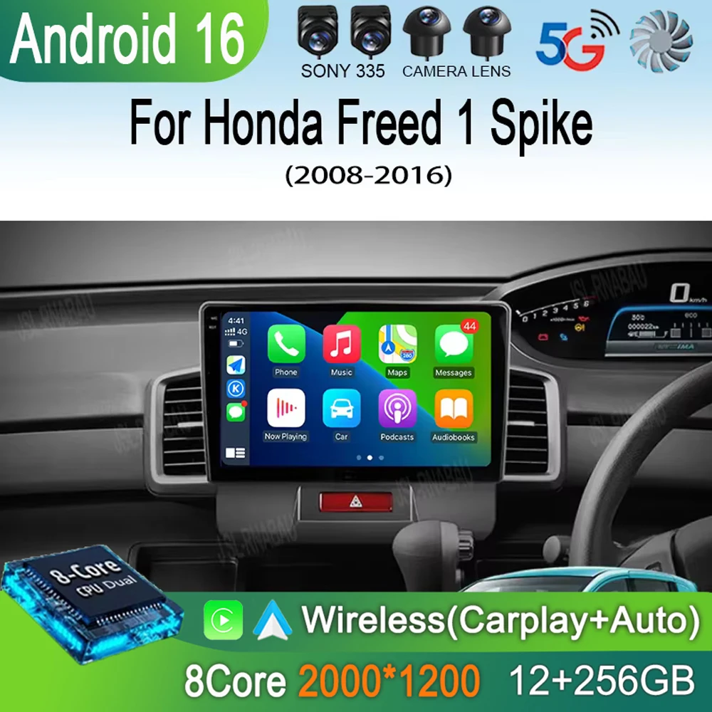 Car Radio Android 16 CarPlay For Honda Freed 1 Spike 2008-2016 Multimedia Video Player 2din Navigation Stereo Head Unit Auto DSP