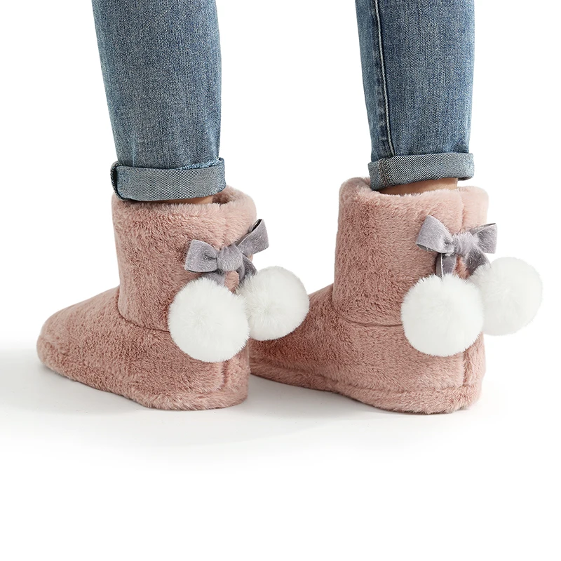 Comwarm Fluffy Plush Women Boots Winter Warm Snow Boots Curly House Shoes Soft Bottom Cozy Cotton Boots Female Fashion Cute Shoe