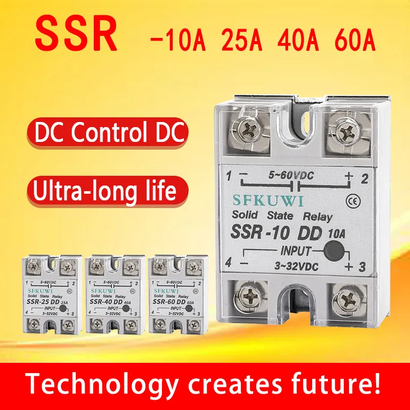 SSR-10DD 25DD 40DD 60A DC Control DC Solid State relay module 3-32VDC