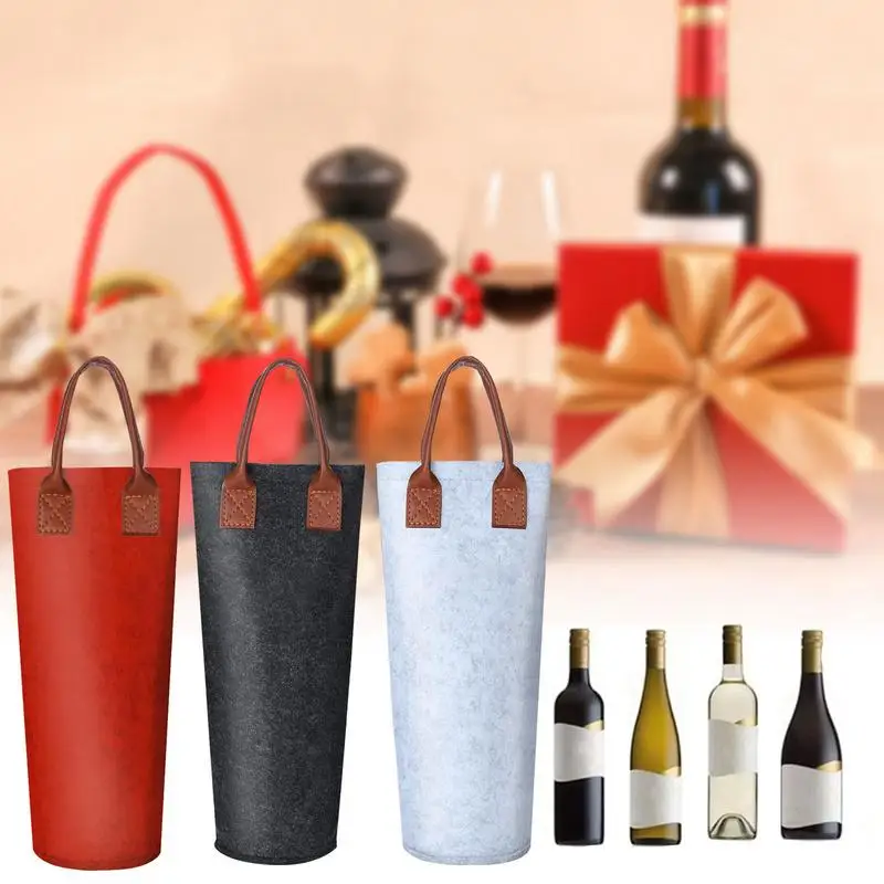 Single Wine Tote Bag Felt Bottle Wine Carrying Bags Reusable Thermal Single Bottle Holder Portable Single Bottle Champagne Bags