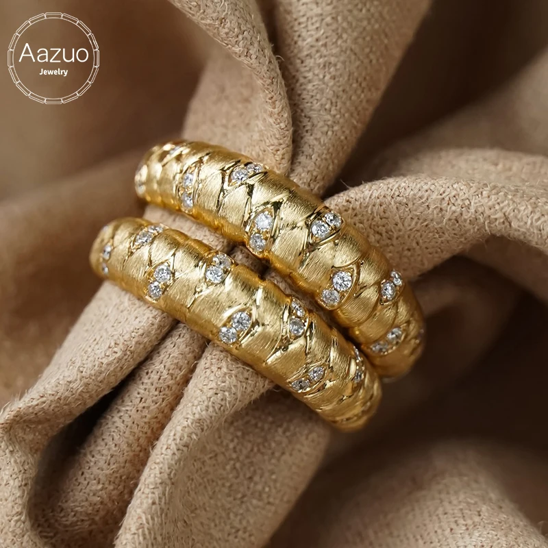 Aazuo Joyería Fina, Anillo de Oro Amarillo Real de 18K, Estilo Vintage, Forma de Punto, Diamante Natural, Anillo de Cumpleaños para Mujer, AU750