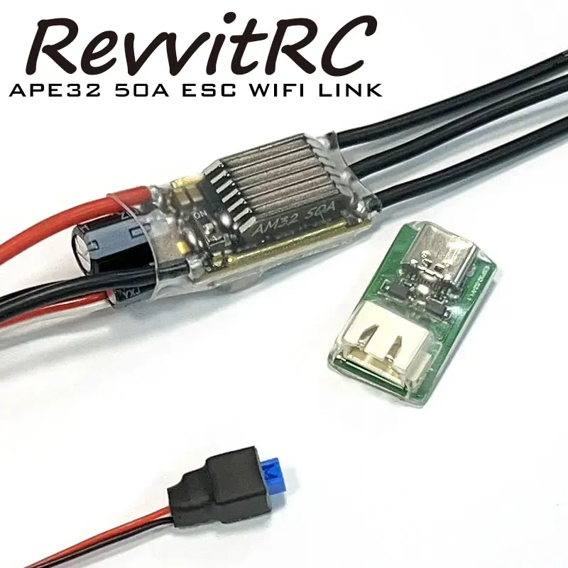 RevvitRC APE32 50A ESC Bluetooth Adjust Parameters ESCAPE32 Firmware Can Work Through WiFi For 1/10 TRX4 SCX10 RC Crawler Car