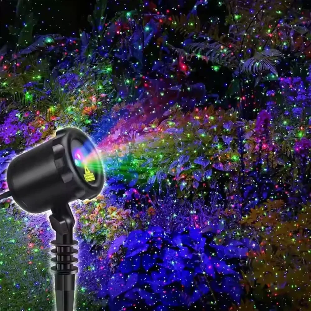 LED Laser Christmas Projector Lights Outdoor Starry Stars Garden Firefly Lights with Remote IP65 Waterproof Patio Decoration