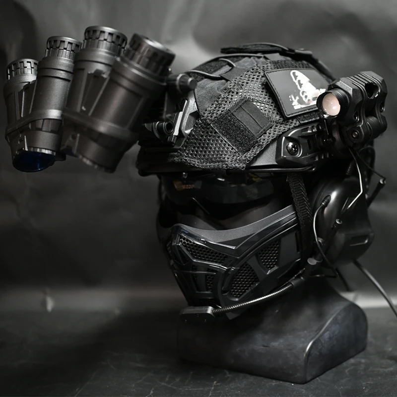 

Fast Airsoft Helmet Set With Tactical Headset Night Vision Model Nvg Bracket Mask Flashlight Helmet Cloth Battery Pack Goggles