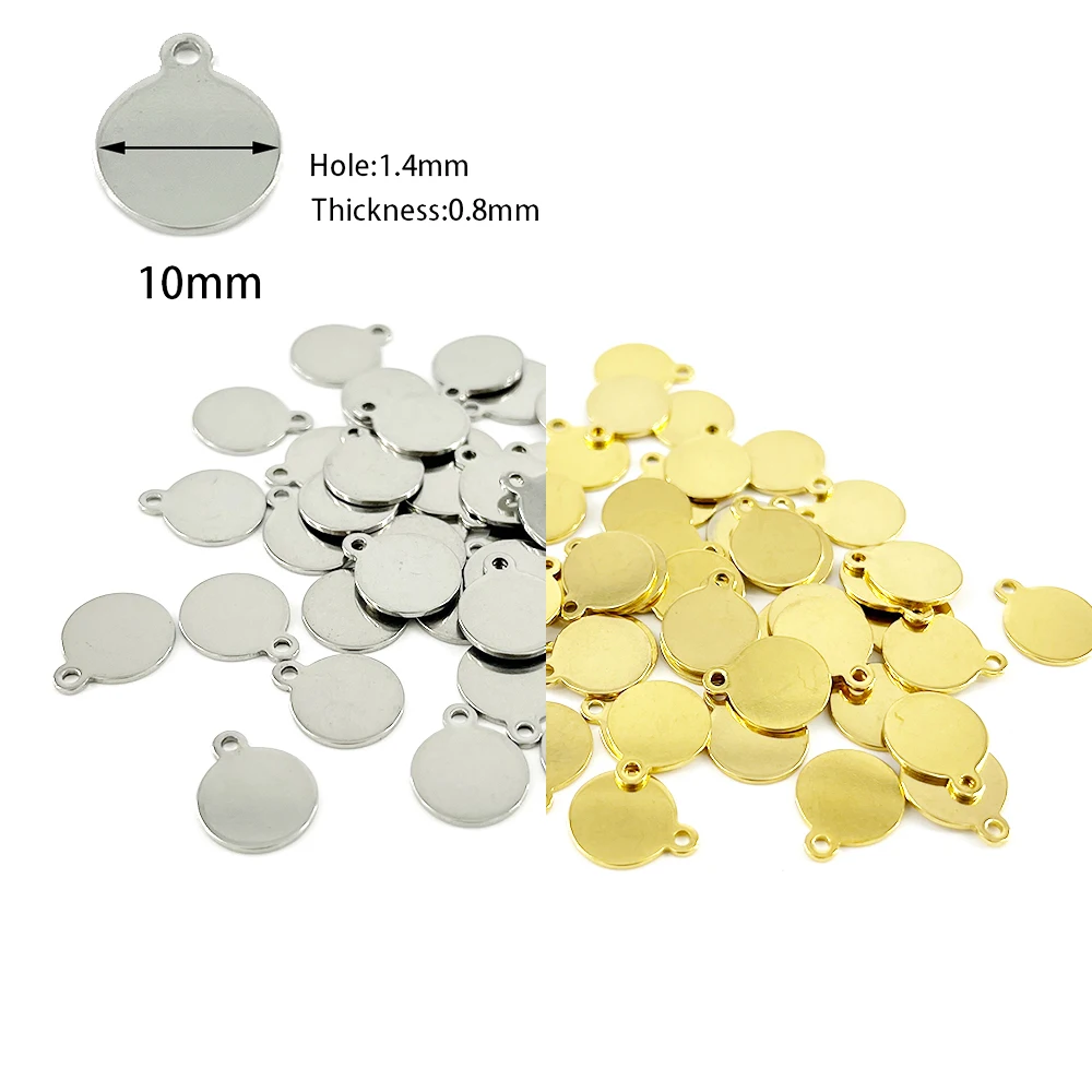 100 stks/partij Custom Pandant Rvs Blank Stempelen Dog Tags Charms Staal Goud Kleur Tag Persoonlijkheid Lasergravure LOGO - afbeelding 1