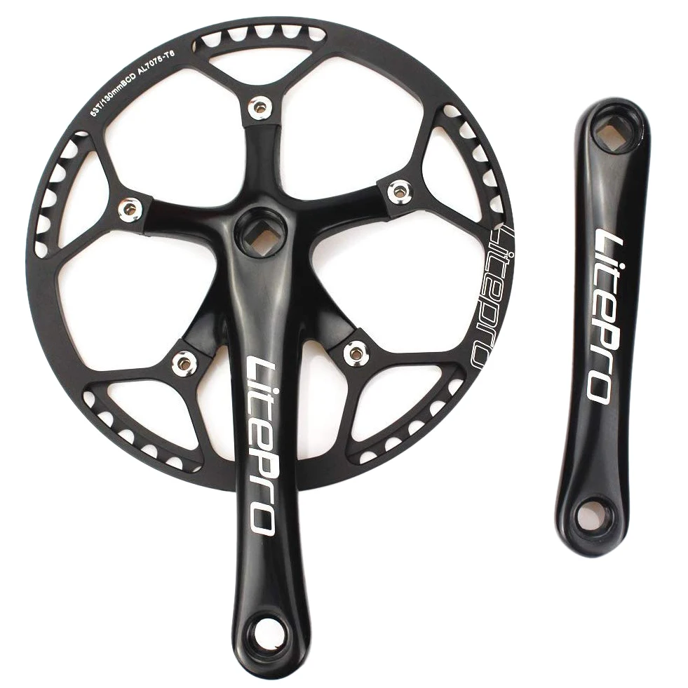 

Single Speed Crankset 53T 170mm Crankarms Folding Bike Crankset with Protective Cover for Bike Track Road Bicycle