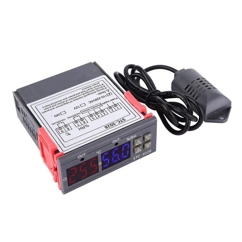 Imagem -04 - Display Digital Termostato Temperatura e Controle de Umidade Termômetro Higrômetro Incubadora Controlador Dc12v24v Ac220v Stc3028