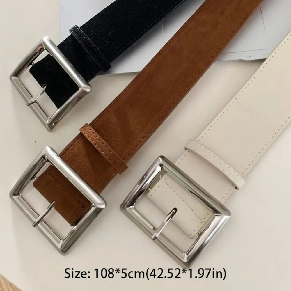 Decorazione semplice per jeans Cintura larga Larghezza cinture in pelle scamosciata Pu Decorazione per pantaloni con fibbia quadrata alla moda Quotidiano