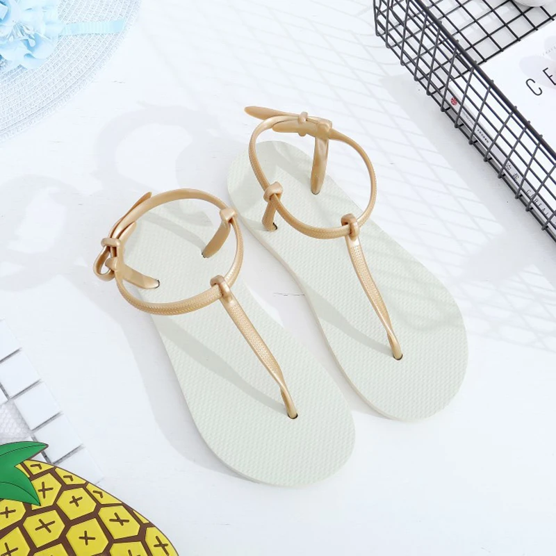 Flip Flops Shoes for Women Sandals Summer 2024 Slippers Flat Sandals Luxury Ladies Flat Flip-flop Roman Shoes Sandals Slides