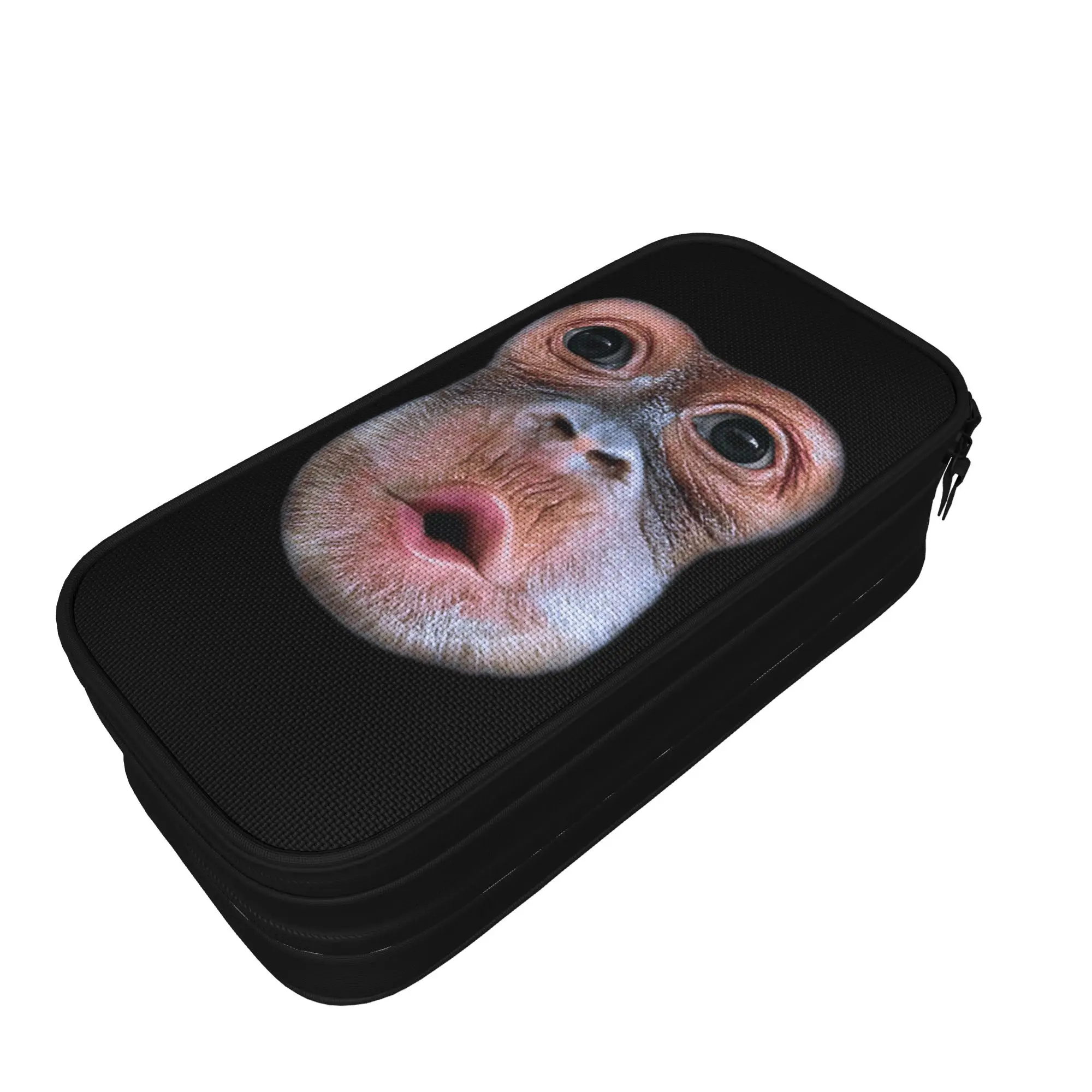Fun Funny Monkey Blowing Stomach Face Pencil Cases Meme Pencil Box Pen Holder Large Storage Bags School Supplies Gift Stationery