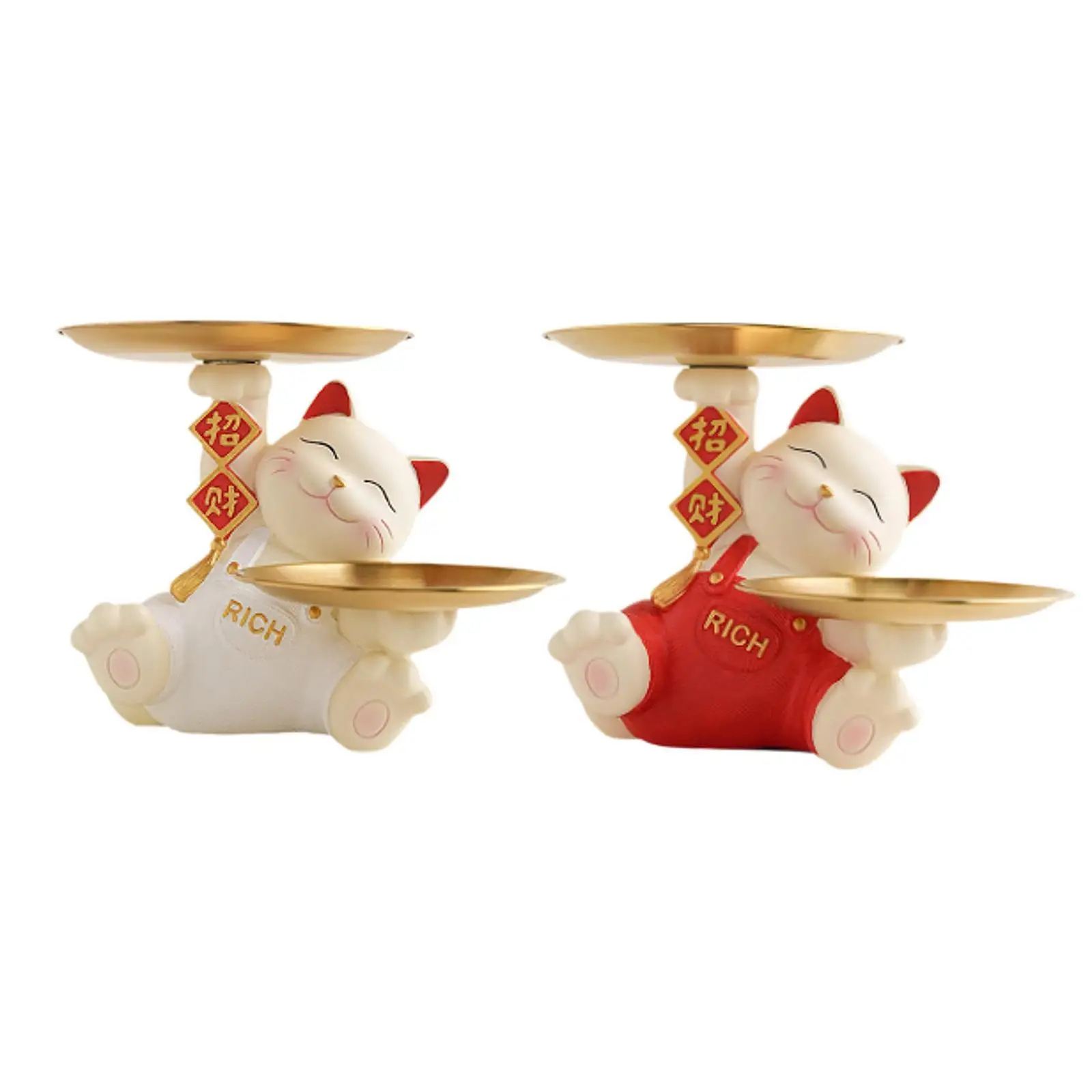 Cute Lucky Cat Statue Craft Creative Figurine for Office Bathroom Bookshelf