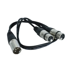 50cm New  XLR 1 Male Plug to 2 XLR Female Jack Mic Audio Cable Adapter Y Splitter For Microphone Accessory
